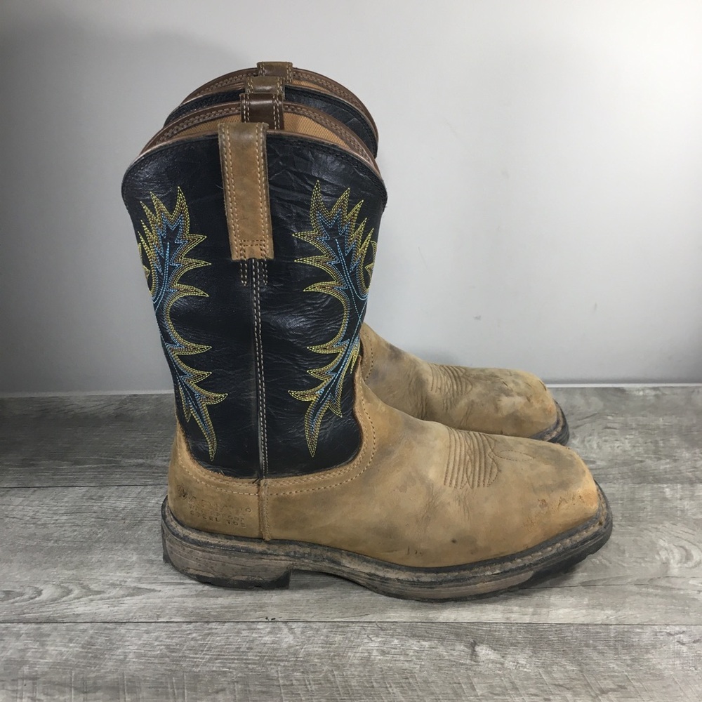 Ariat 10010133 Workhog Square Steel Toe Western Leather Mens Boots Size 9.5 EE
